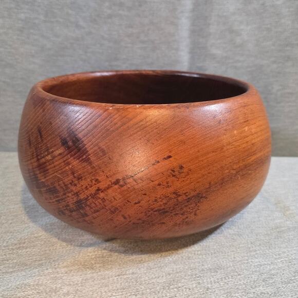 MCM Lg Vintage Teak Wood Genuine Thailand MidCentury Salad Serving Bowl MCM 9" - Picture 1 of 5